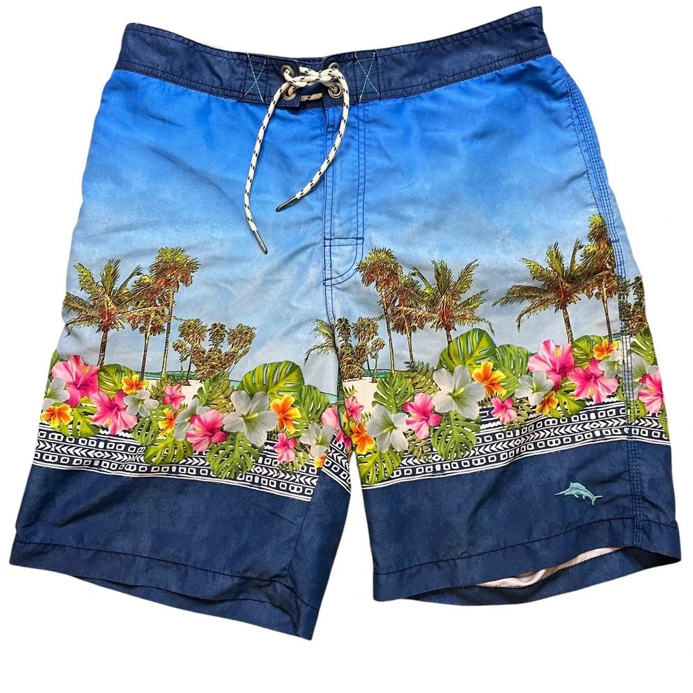 Tommy Bahama Relax Swim Trunks Mens Medium Floral‎ Palm Tree Print Shorts